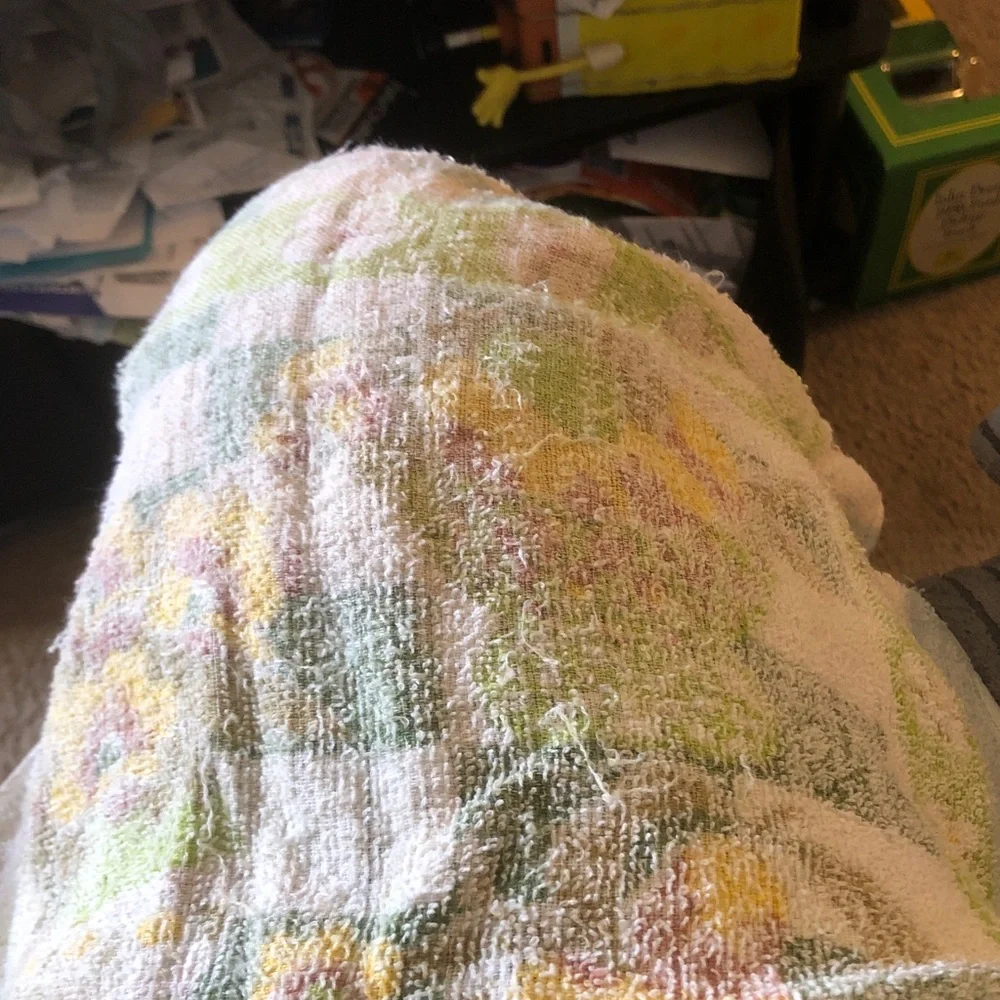Floral Sunflower Cotton Bath Towel - Green, Yellow